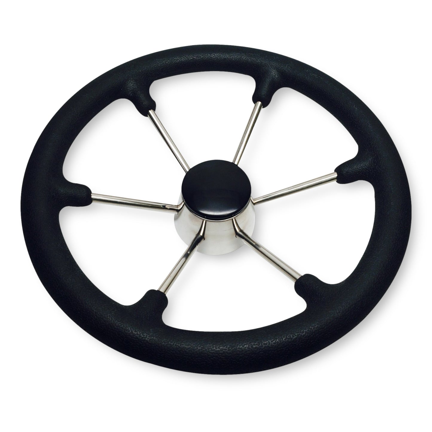 Pactrade Marine Boat SS304 Steering Wheel with Sleeve 6 Spoke, Black