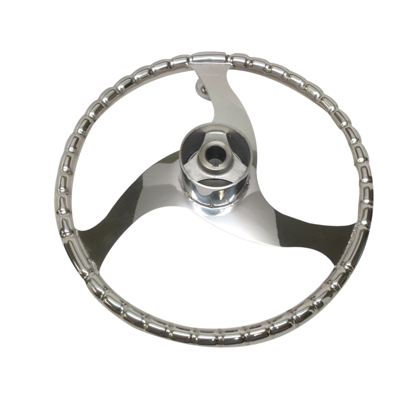 Pactrade Marine Boat 3 Spoke Stainless Steel Sports Steering Wheel Turning Knob 13 1/2"