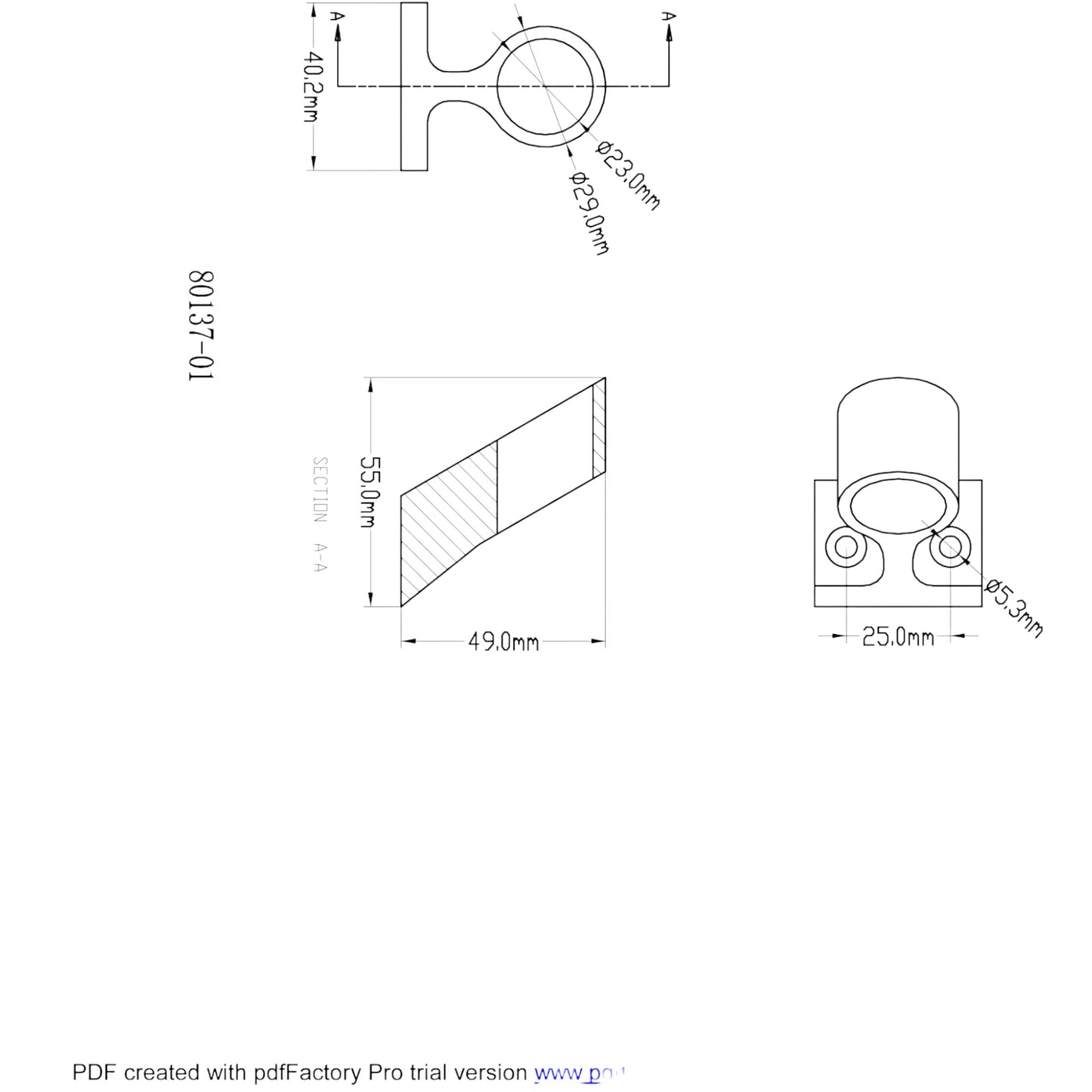 Pactrade Marine Boat Durable Stanchion Handrail Fitting SS 316 60 Deg Center 7/8" 22.2MM