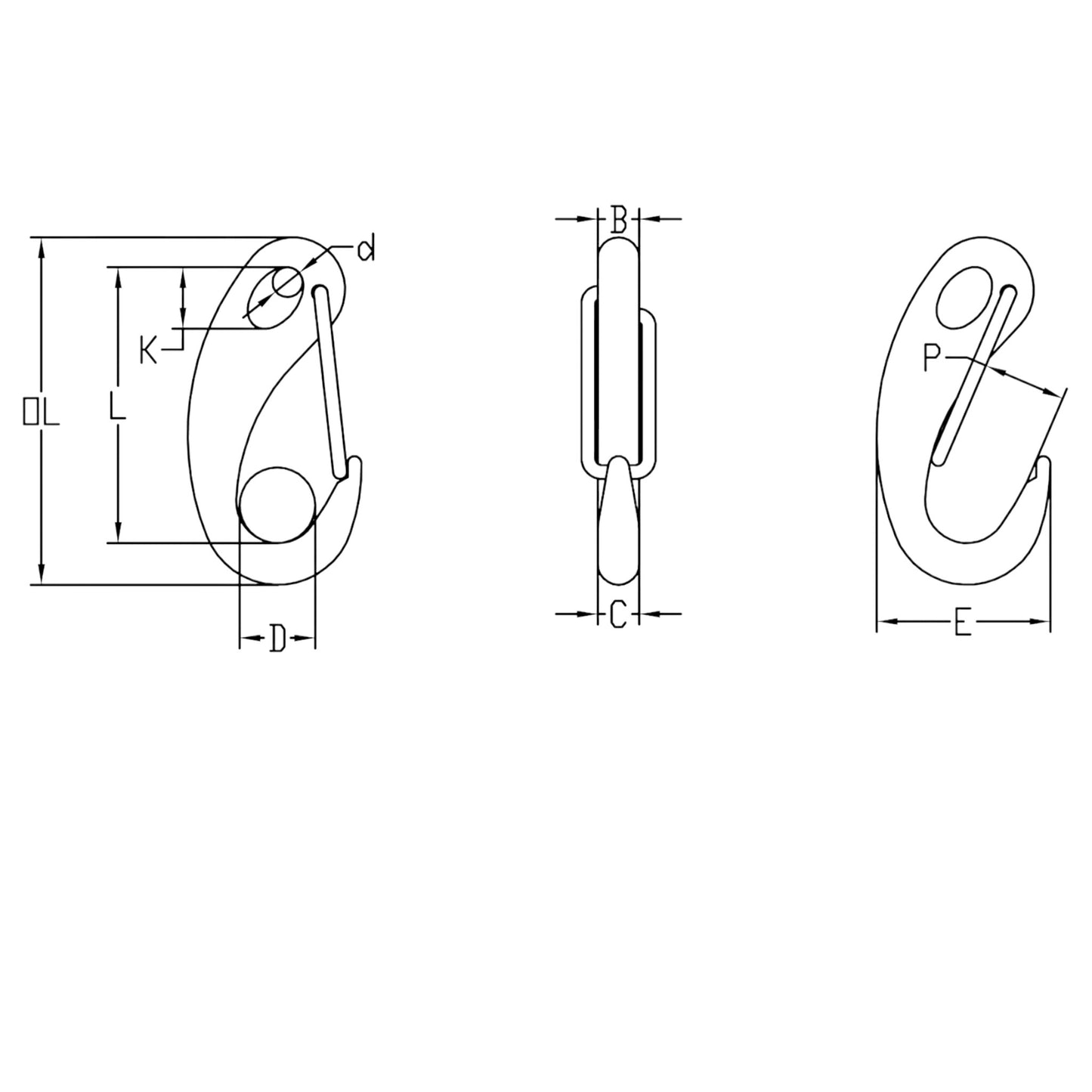 Pactrade Marine Boat SS316 Rigging Wichard Secure Safety Spring Snap Hook 2 1/2"X1 1/2"