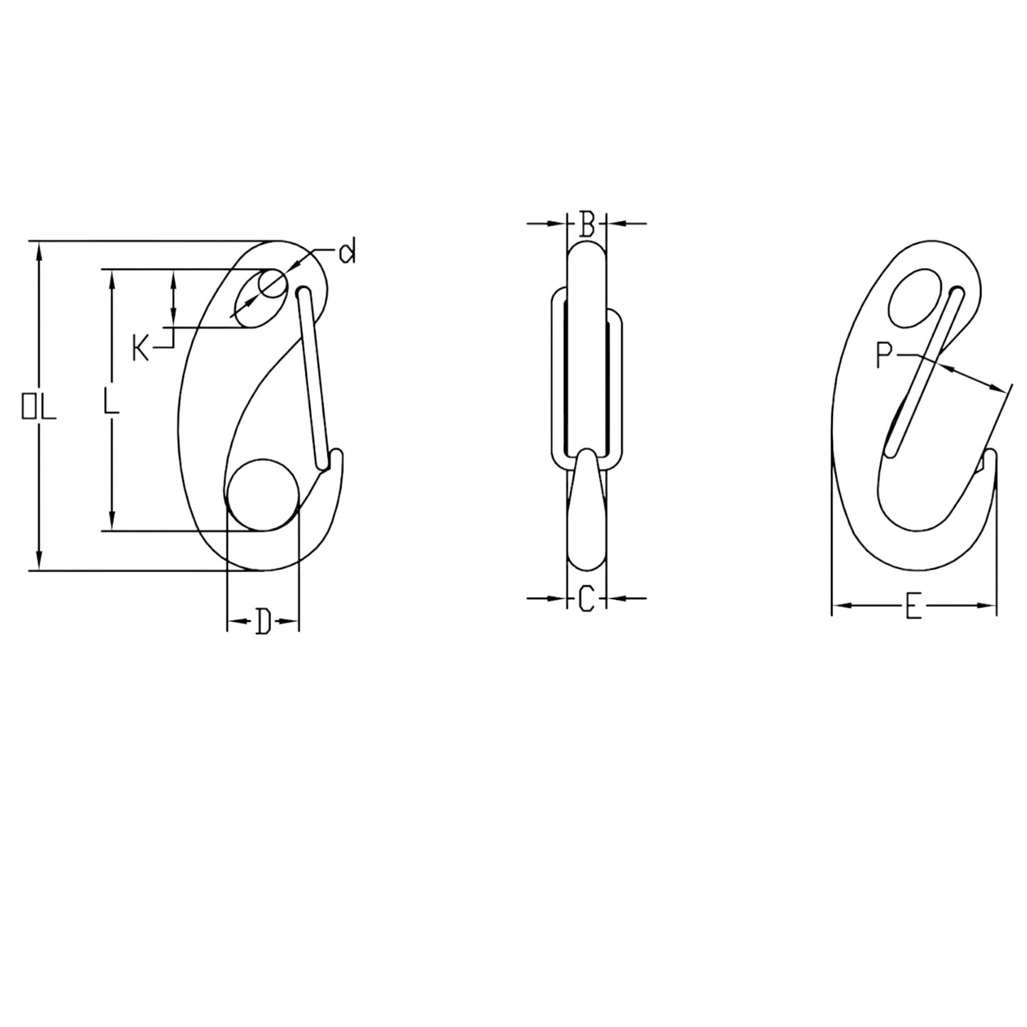 Pactrade Marine Boat SS316 Rigging Wichard Security Safety Spring Snap Hook 2"X1"
