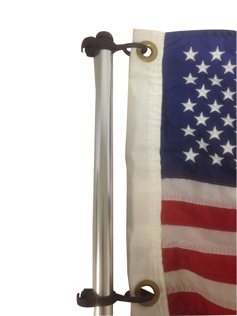 Pontoon Flag Pole Socket w/ American USA Flag 24" Long Adjustable