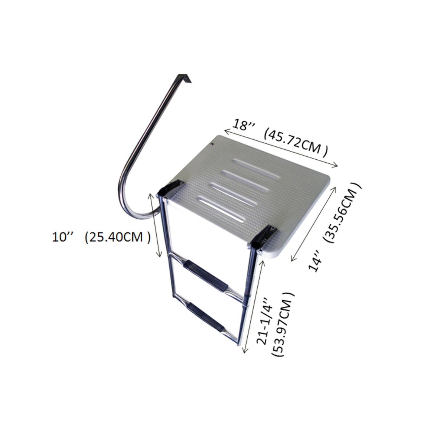 Pactrade Marine Boat Universal Swim Over Platform Mount Telescopic Ladder, 2 Step in/Outboard One Rail