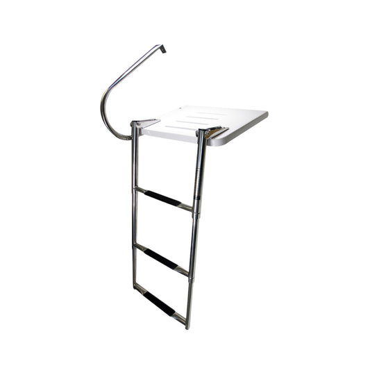 Pactrade Marine Boat Universal Swim Over Platform Mount Telescopic Ladder, 3 Step in/Outboard One Rail
