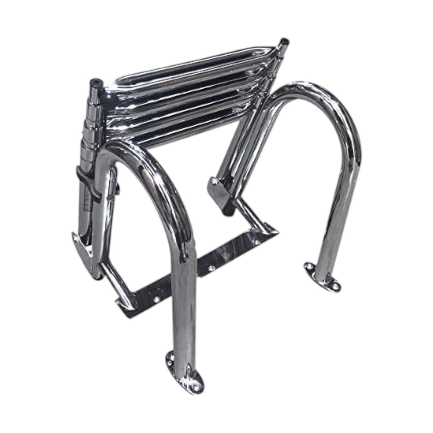Pactrade Marine Boat Pontoon SS304 Telescoping 4 Step Inboard Swimming Pool Dock Ladder Stainless Steel Handrail Threaded Steps