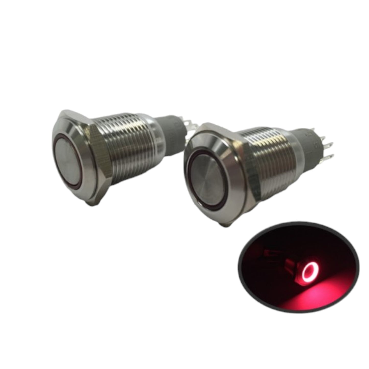 2 of Pactrade Marine SS304 Red LED Ultra Flush Light On-Off Push Switch Ring Button