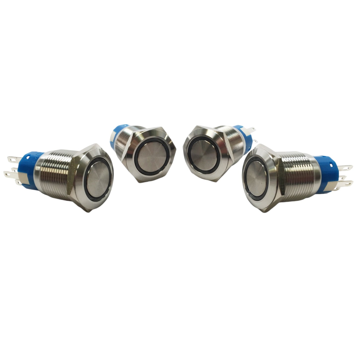 4 of Pactrade Marine Car SS304 Blue LED 12V 5A Flush Light On-Off Push Switch Ting Button