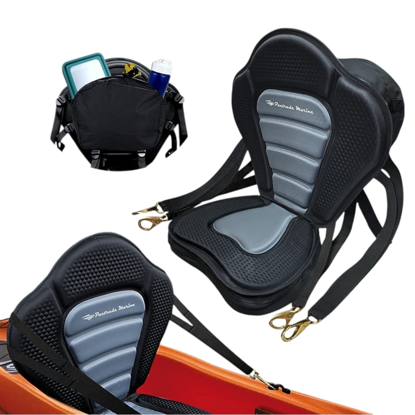 Pactrade Marine Adjustable Padded Deluxe Kayak Seat Detachable Back Backpack/Bag Canoe Backrest
