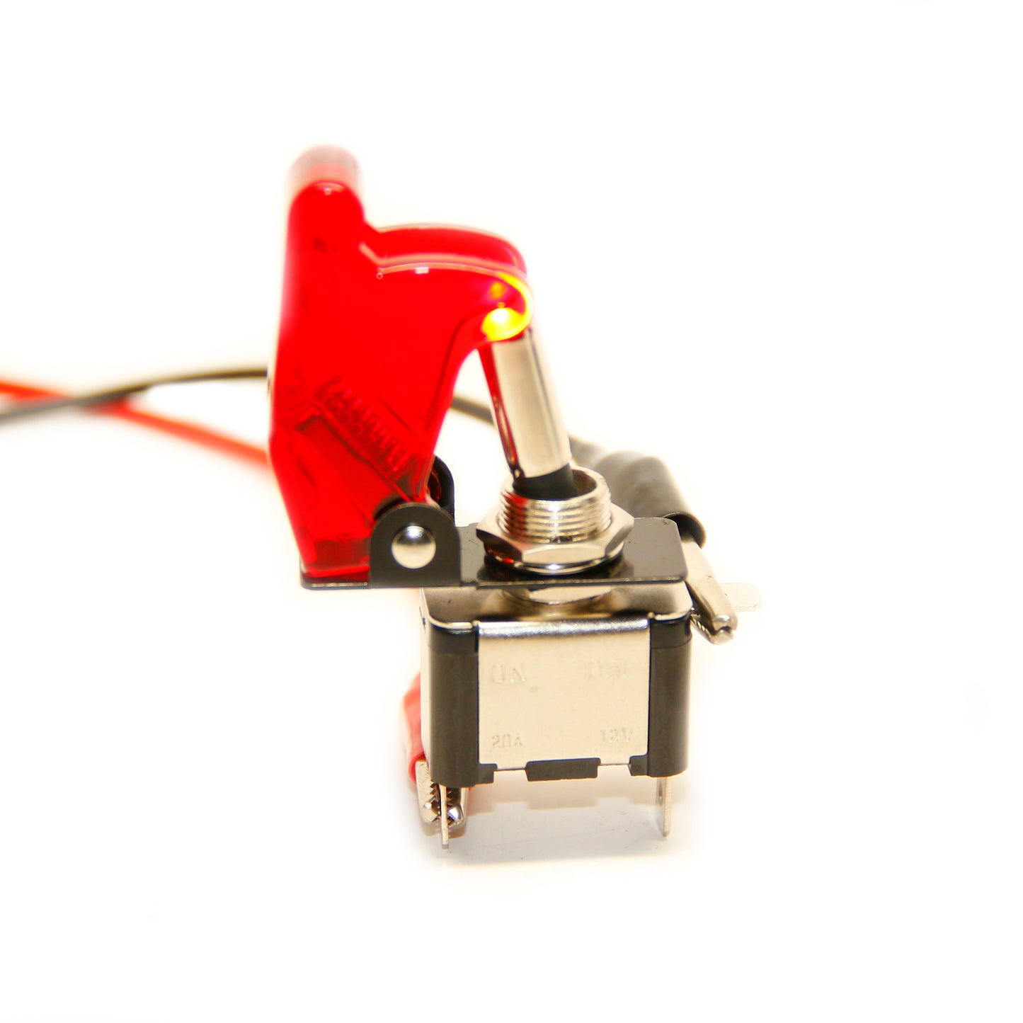 Pactrade Marine Red LED Dot Toggle Switch and Red Safety Switch Flip Cap Cover