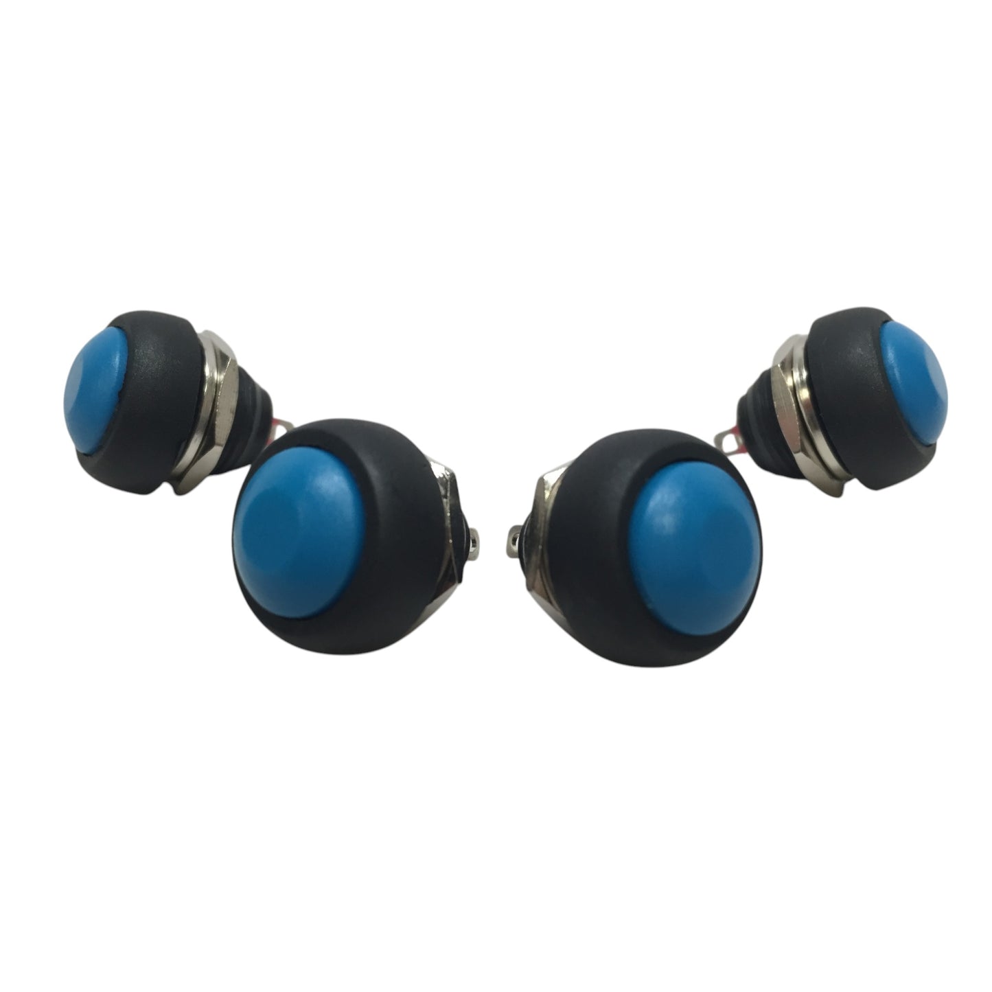 4 PCS Pactrade Marine Boat Car 12MM Mini Round Blue Push Button Switch Momentary ON-OFF