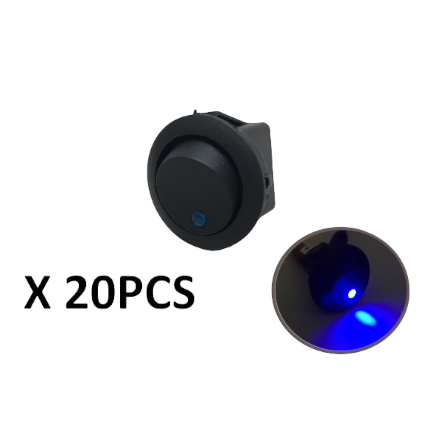 20 PCS Pactrade Marine Boat Automotive Car Round Blue Dot LED Rocker Switch SPST ON/OFF