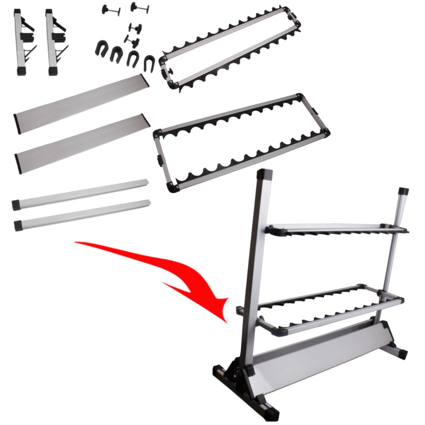 Pactrade Marine Aluminum Alloy Fishing Rod Vertical Portable Holder 24 Rack Boat Garage Home