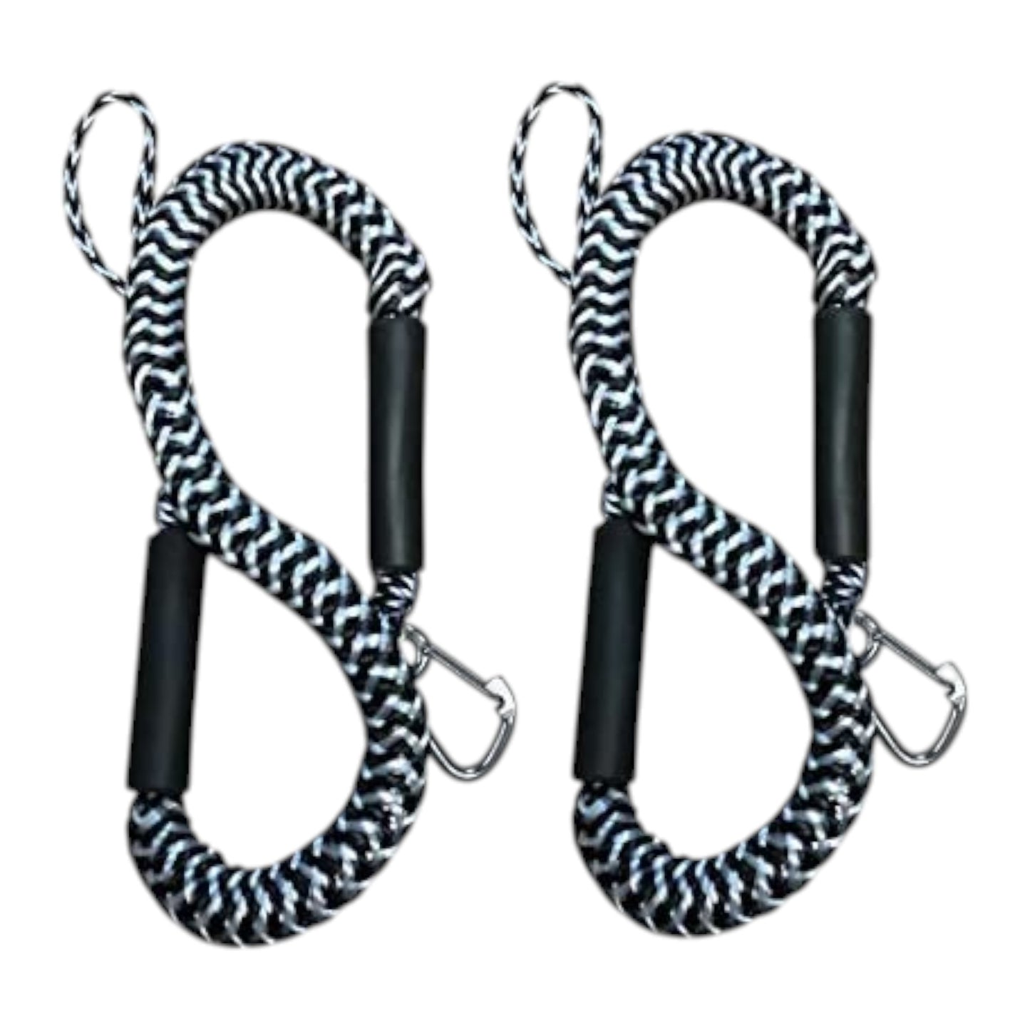Pactrade Marine Boat Pontoon Kayak PWC Jet Ski Bungee Dock Line Mooring Rope 4'-5.5' with SS316 Snap Hook Salt and Fresh Water Use 2 Pack (Black & White)