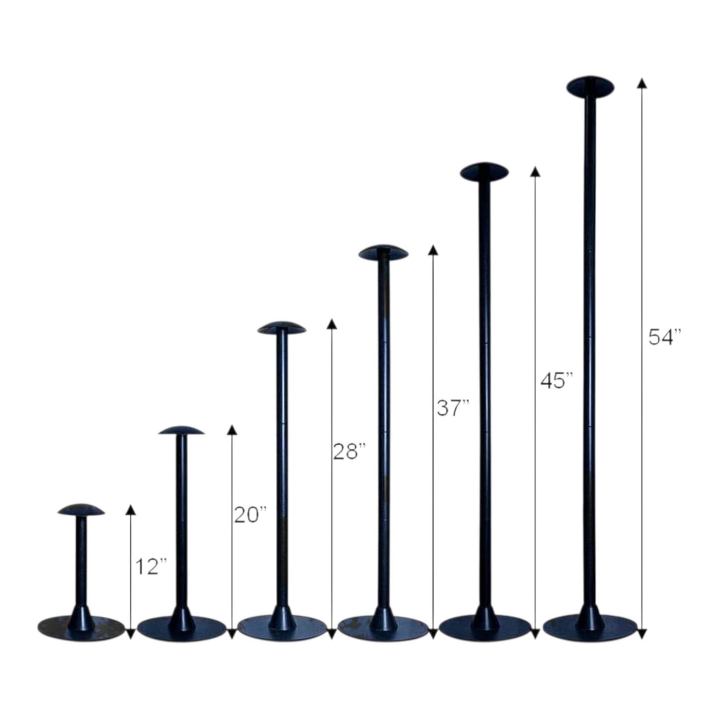 Pactrade Marine Boat Pontoon Cover Support Pole Adjustable Height 12" to 54" ABS Black Plastic Tall Short Round Base for Jon Boat Pontoon Boat Cover Aluminum Boat Tarps Bimini Tops Marine Grade