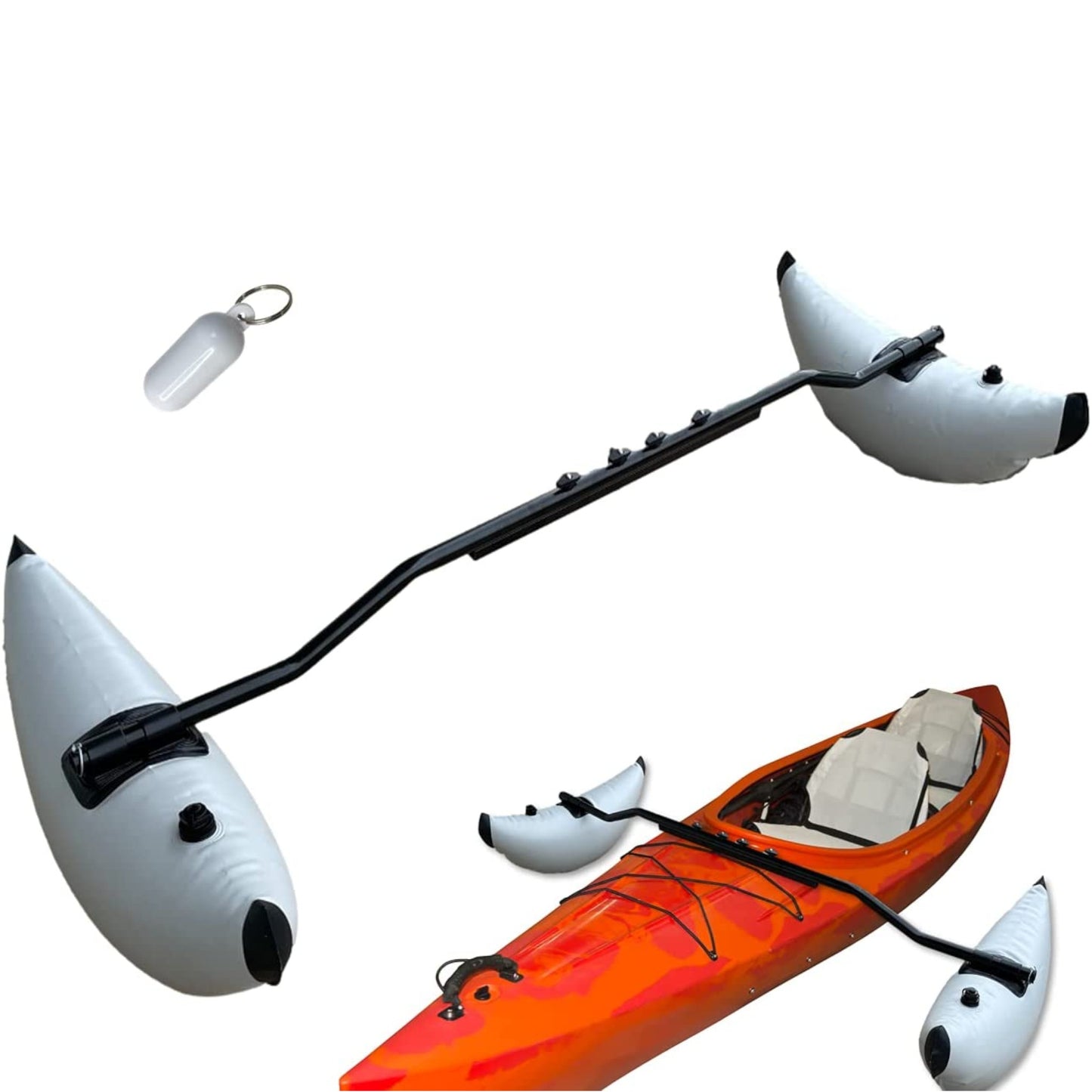 Pactrade Marine Boat Kayak Canoe Outrigger Stabilizer System PVC Inflatable Float Buoy Buoyant Fishing Grey Gray Tube Sidekick Arm Kit Breath Kayaking Rod Adjustable Accessories Repair Patches Outdoor