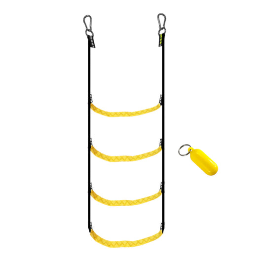 Pactrade Marine Emergency Rope Ladder Keychain Assist Boarding Nylon Foldable for Inflatable Fishing Dinghy Boat Kayak Motorboat Canoeing Sailboat Yacht (4 Steps)