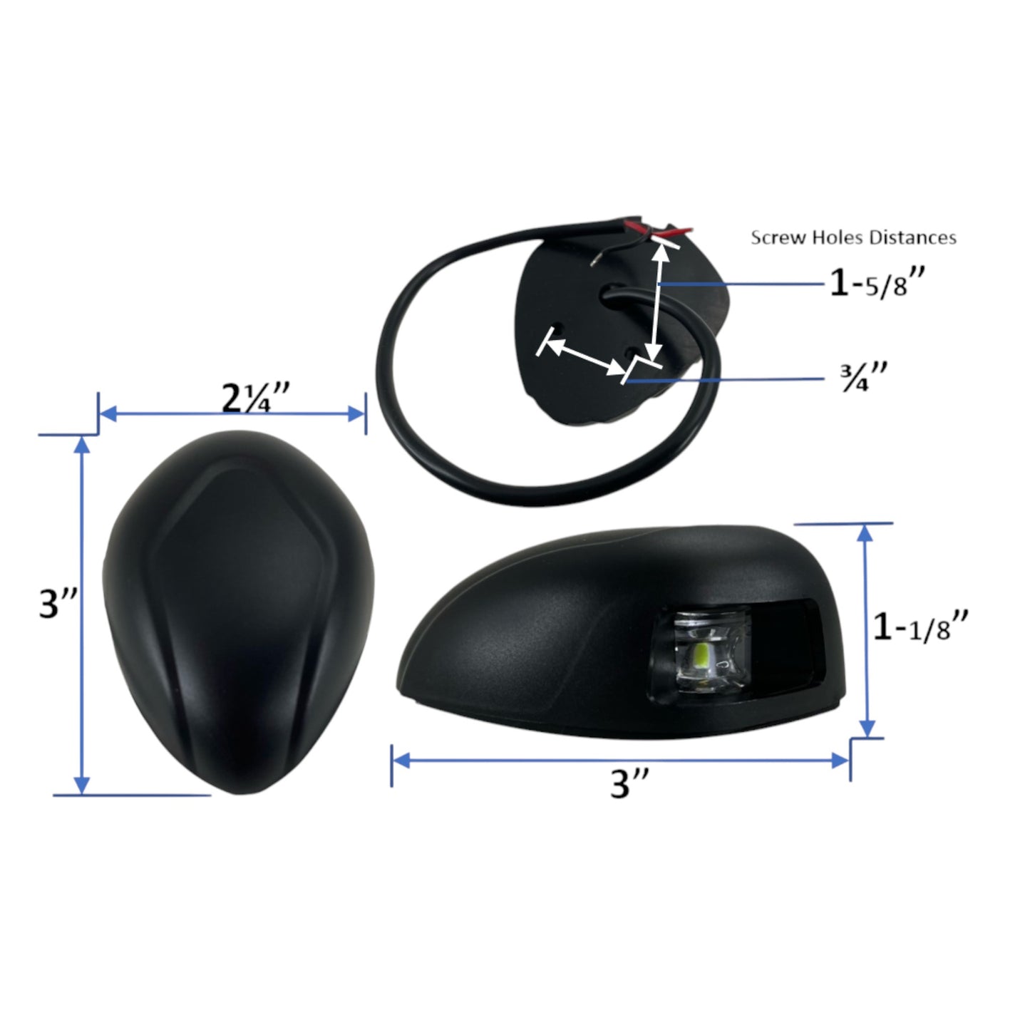 Pactrade Marine Boat Horizontal Mount Navigation Green Red Light 2NM LED IP66 20m 112.5 Degrees Each DC12V/2W Black Plastic PC Housing (Combination Bow Light)
