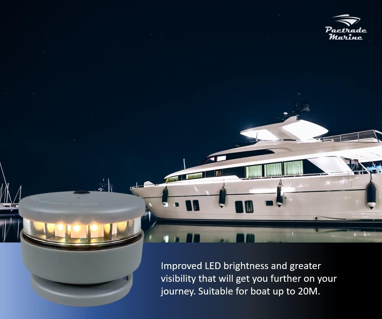 Pactrade Marine Grey Housing Button Navigation Light Various Modes Magnetic Base Surface Mount Black Straps LED AAA Battery Operated IP:67 CE RoHS Certified (Red & Green)