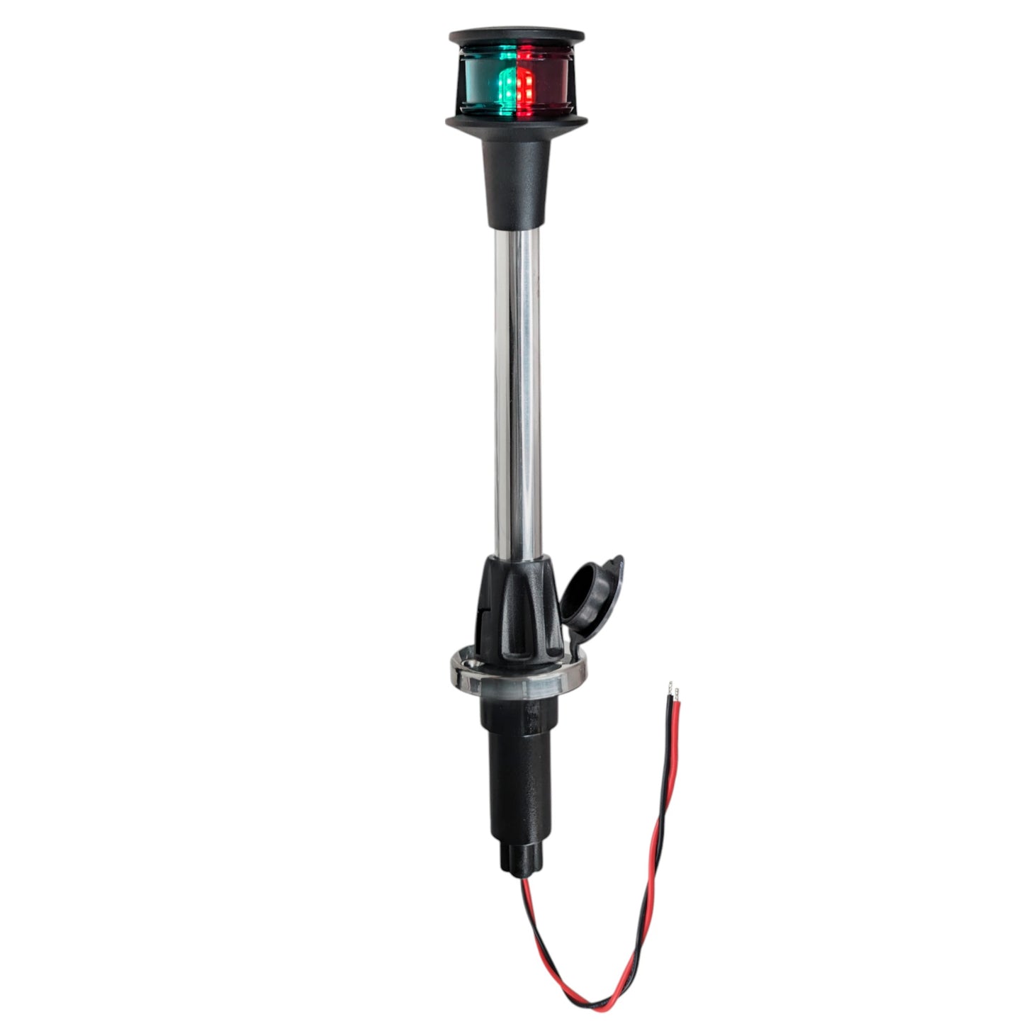 Pactrade Marine Navigation Combination Light Bi-Color Red and Green LED Bow Light 10-Inch Straight Pole Light with Secure Locking Base