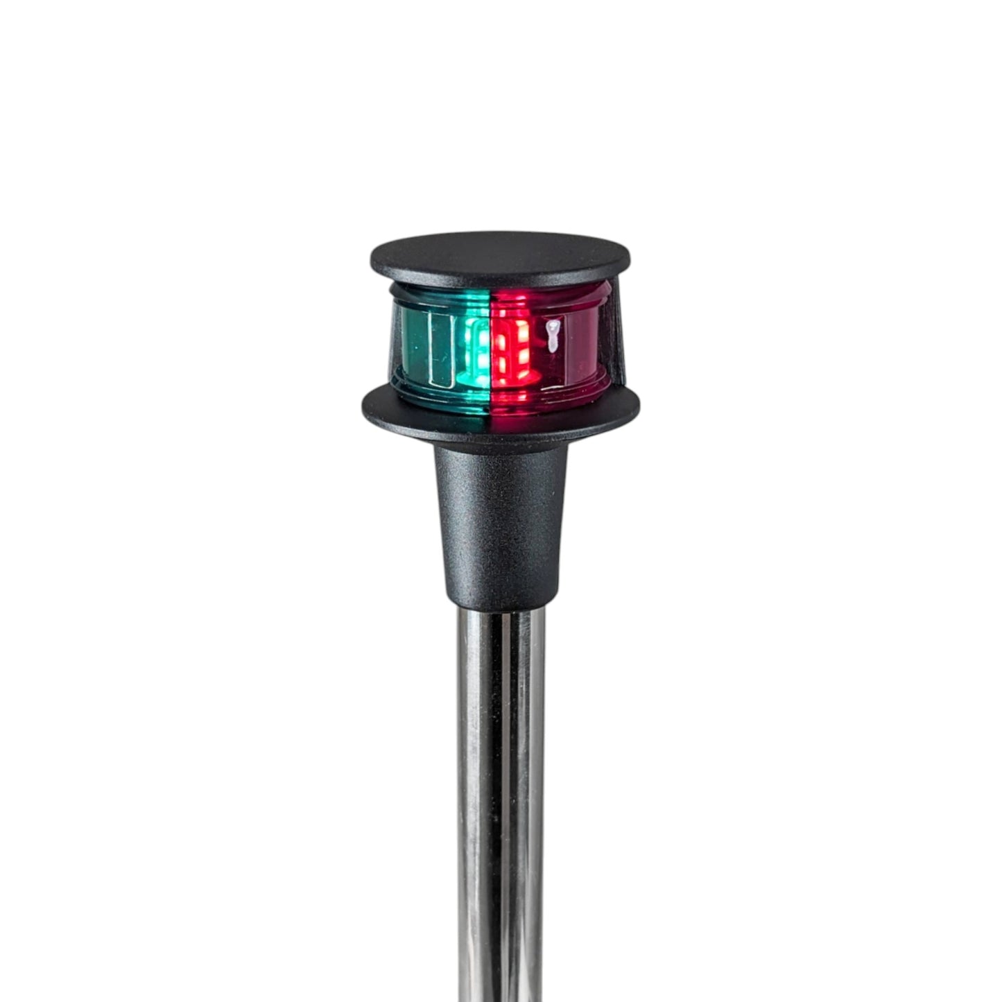 Pactrade Marine Navigation Combination Light Bi-Color Red and Green LED Bow Light 10-Inch Straight Pole Light with Secure Locking Base