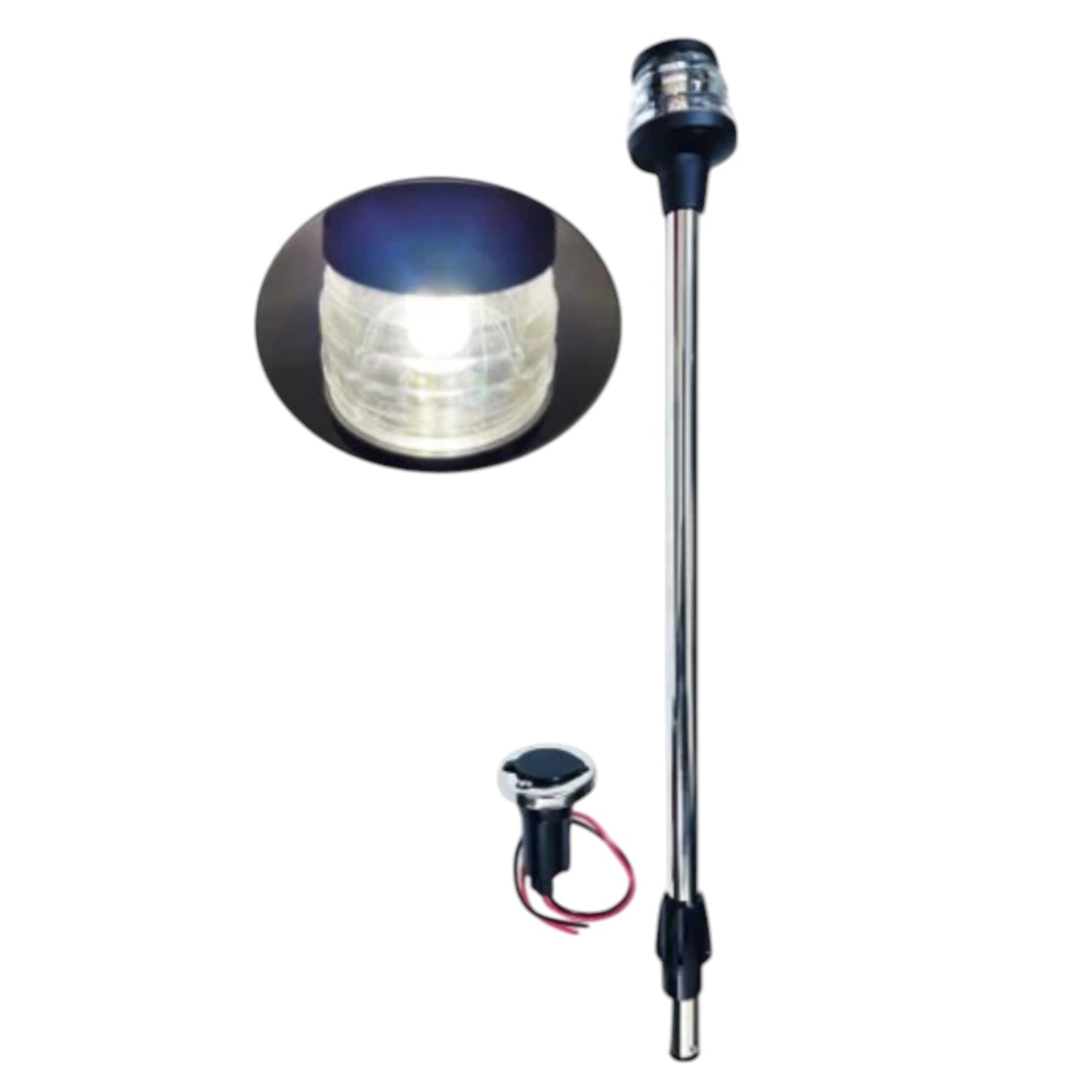 Pactrade Marine Boat LED All Round Anchor Navigation Light Clear Lens PA Housing 10-24VDC/2.5W Nature White 2NM IP65 250 Lumen LM RoHS CE Certified (LED Bulb, with Base Socket)