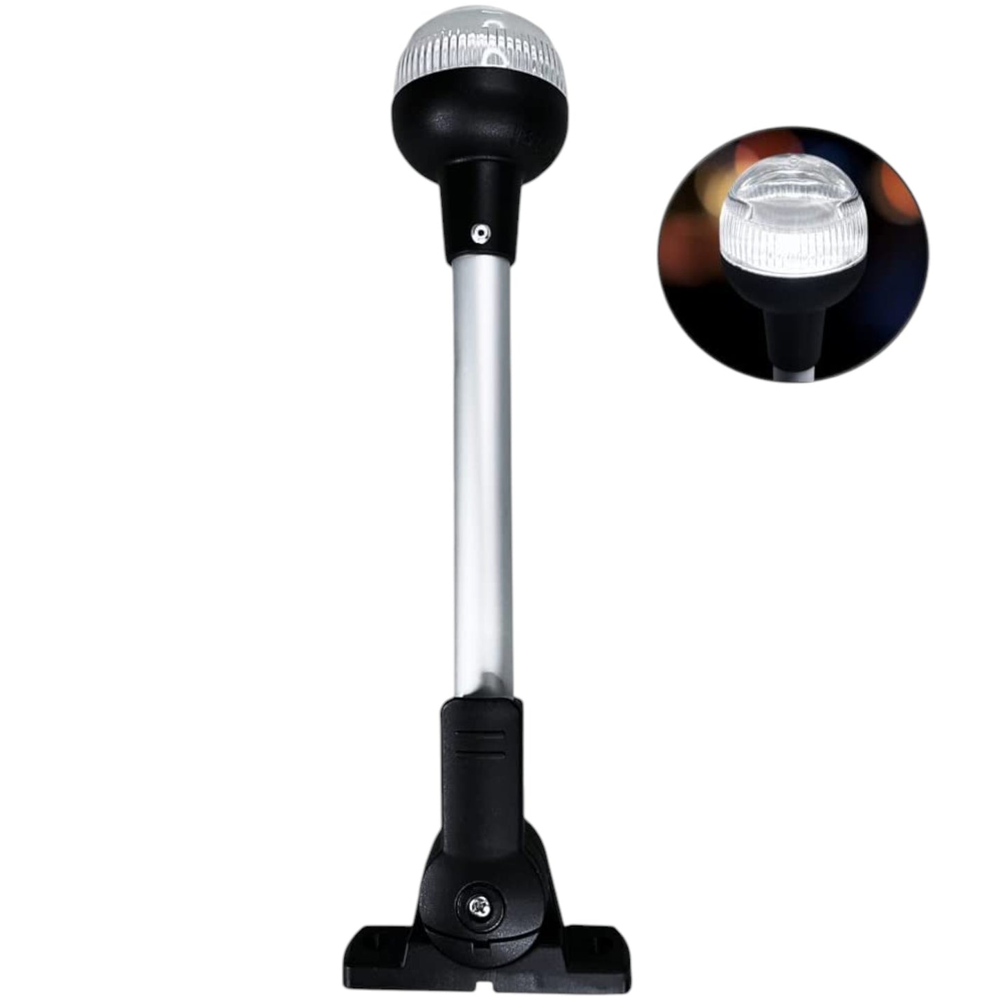 Pactrade Marine Aluminium LED RV Adjustable All Round 360 Degree with Stern Pole Navigation Anchor Light Pontoon Fishing Boat Kayak (12" Vertical)