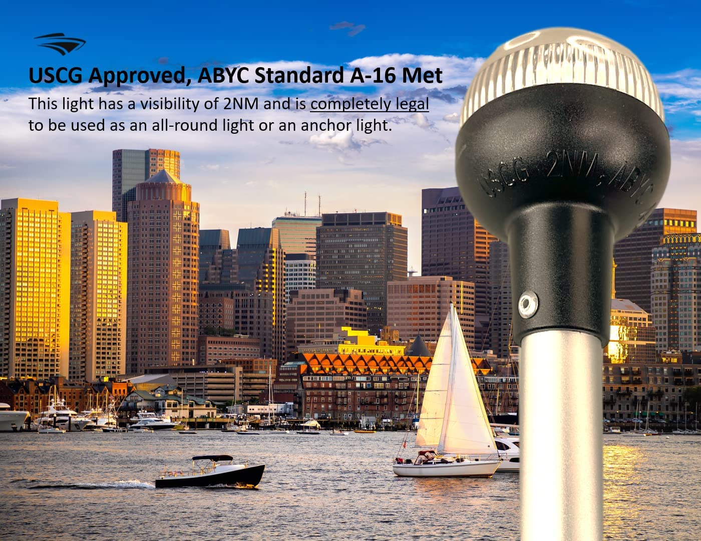 Pactrade Marine Aluminium LED RV Adjustable All Round 360 Degree with Stern Pole Navigation Anchor Light Pontoon Fishing Boat Kayak (12" Vertical)