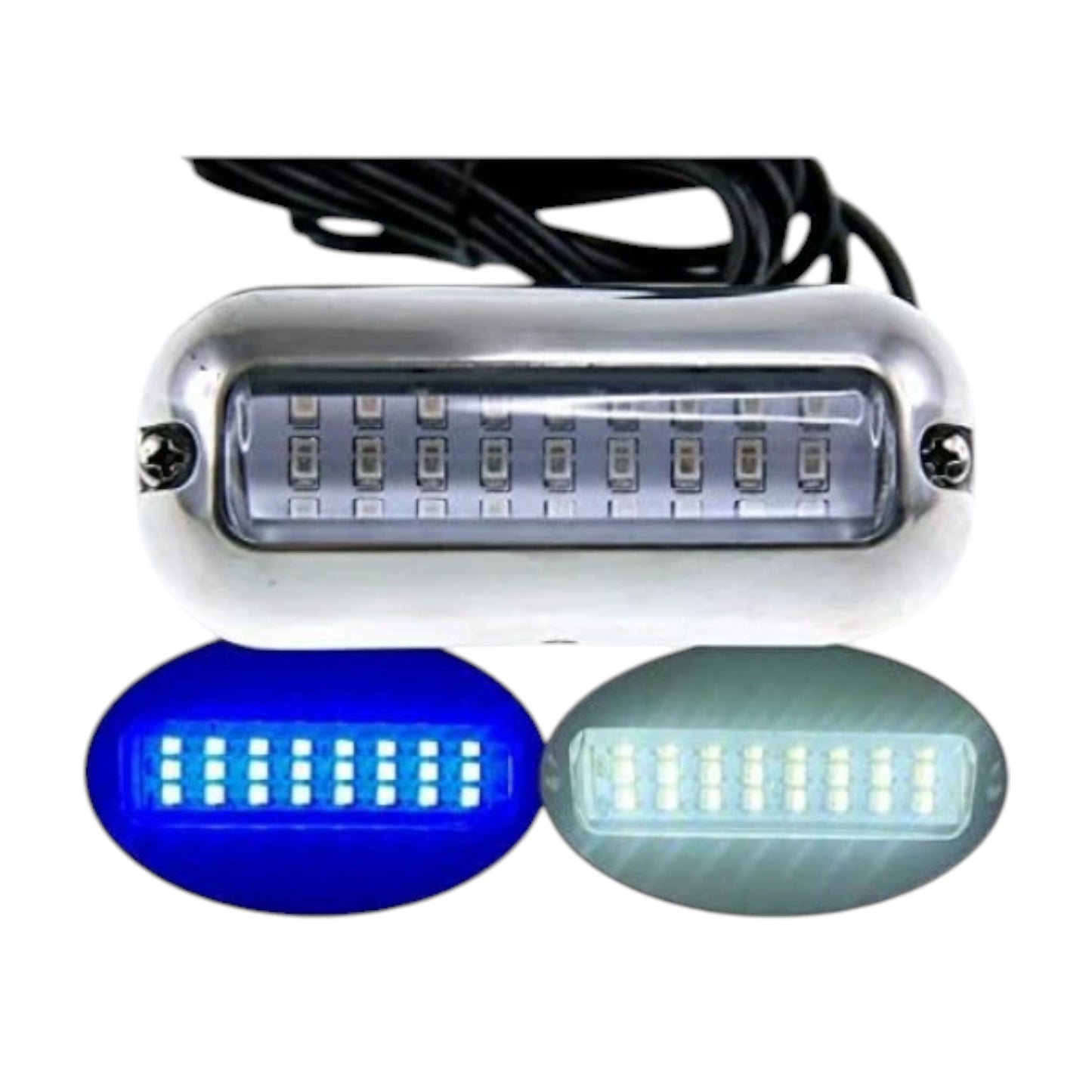 Pactrade Marine Boat Pontoon Blue White 27 LEDs Underwater Light SS316 3-3/4"L