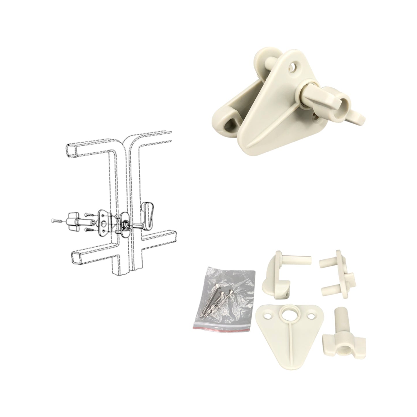 Pactrade Marine Pontoon Boat Replacement Safety Door Gate Latch Plastic (Off White)