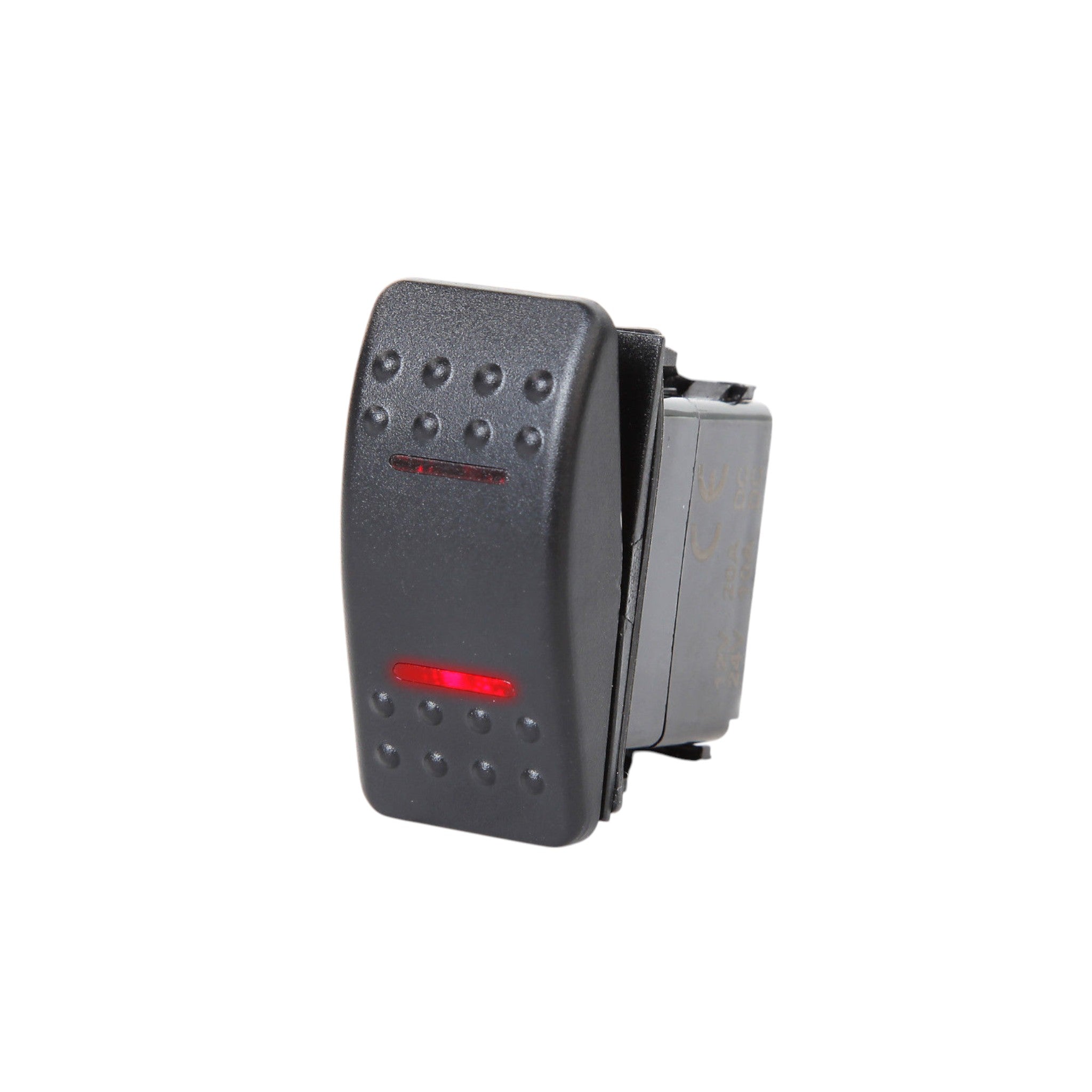 thumbnail interactive-video image 1 of Pactrade Marine DPDT ON-OFF-ON Rocker Switch – 7 Pin, 2 Red LEDs, 12V, PFC0137-02 1 of 5