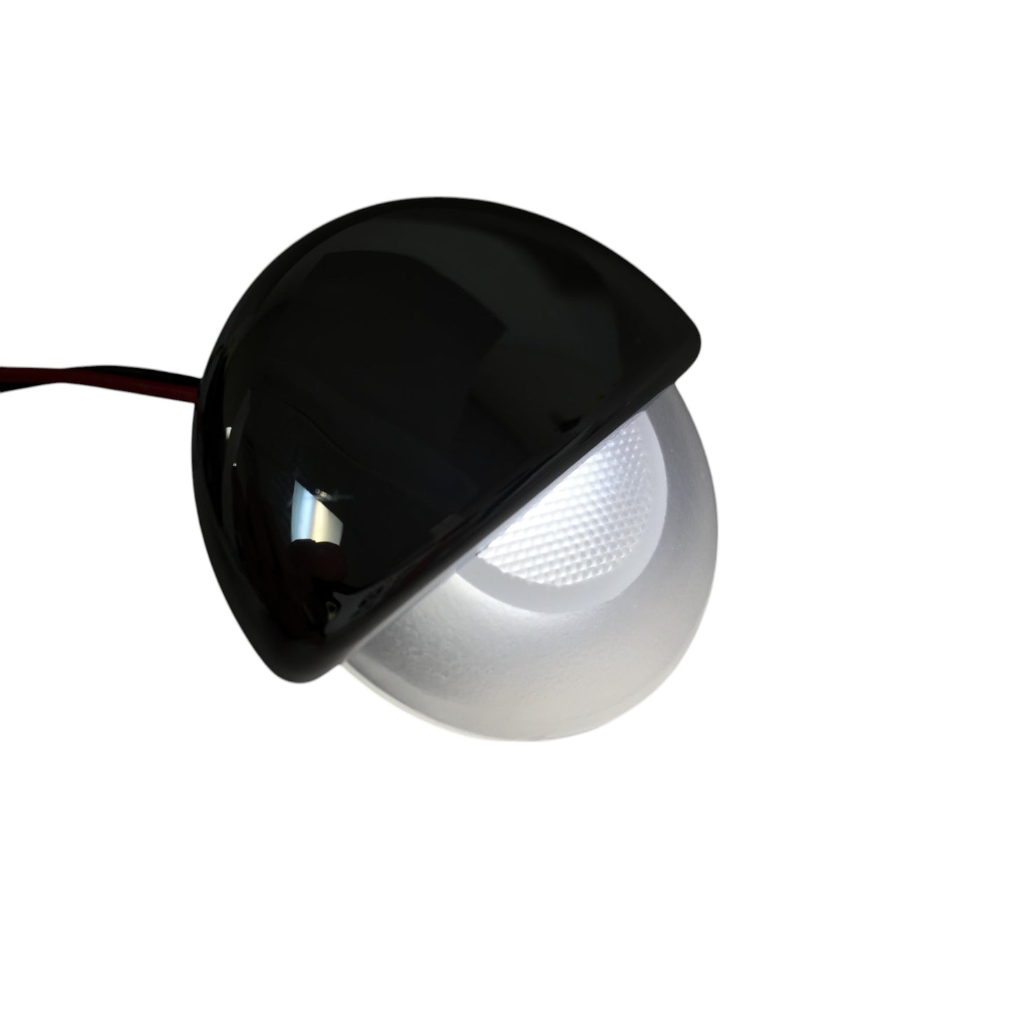Pactrade Marine RV White LED Mount Half Round Courtesy Light Recessed Mount Chrome Plated