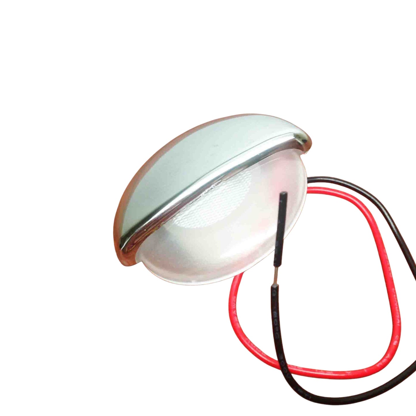 Pactrade Marine RV White LED Mount Half Round Courtesy Light Recessed Mount Chrome Plated