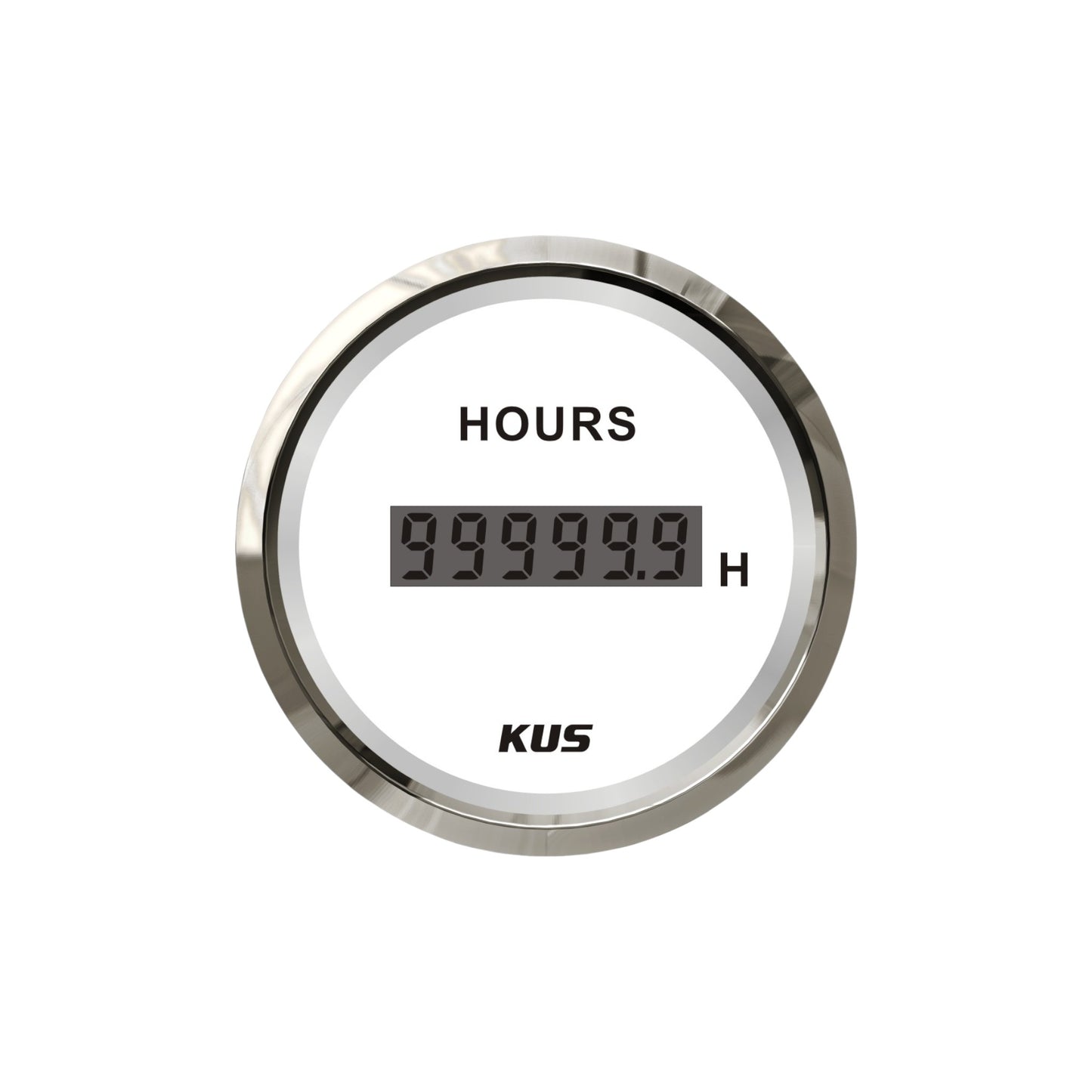 Pactrade Marine Boat KUS Engine Hour Meter Gauge for Boat Outboard 2'' SS 316 Bezel 12V/24V IP67