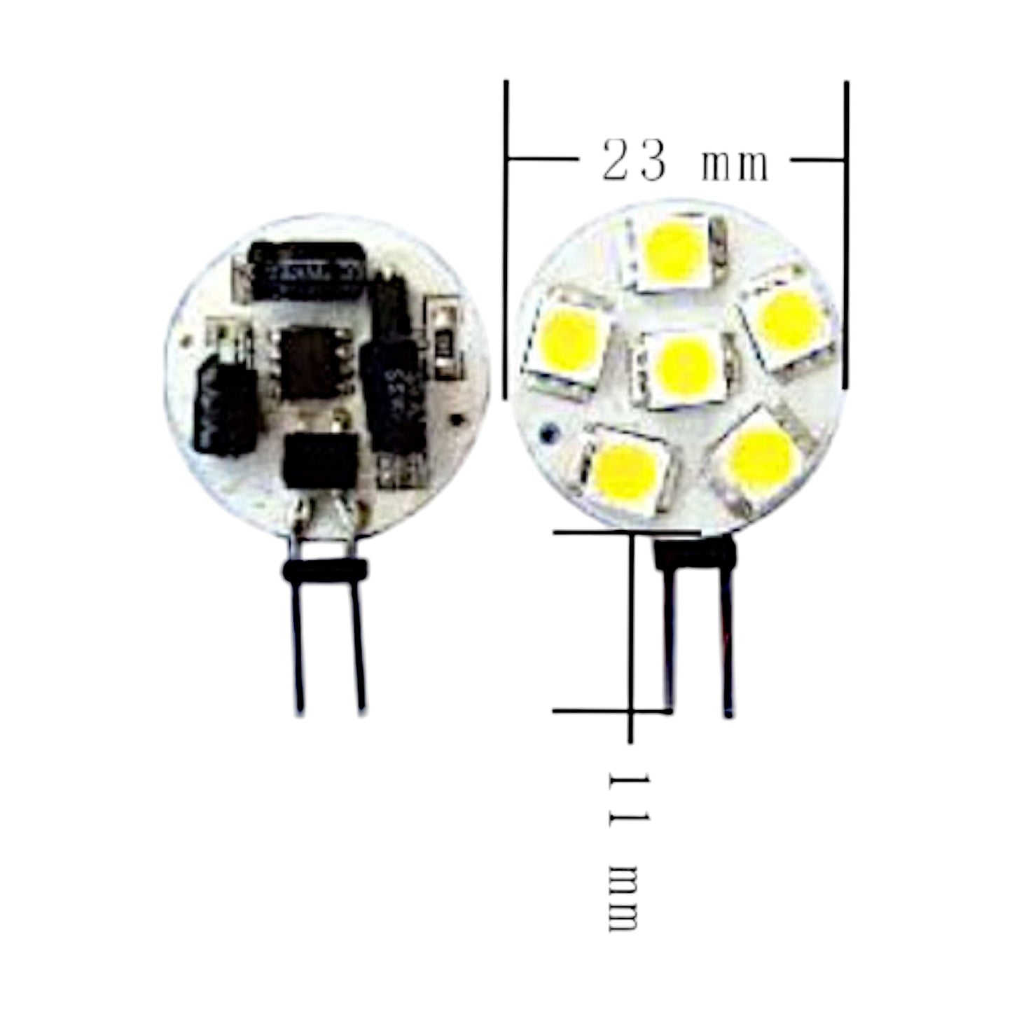 Pactrade Marine Boat RV Auto Trailer LED Bulb G4 Warm White Side Pin 23MM Dia. 6 PCS