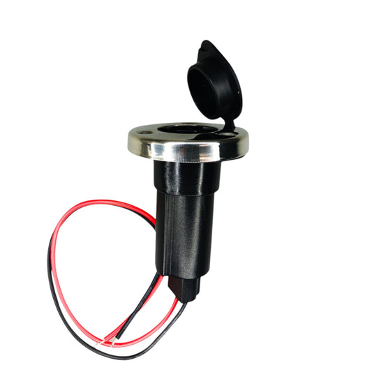 Pactrade Marine Black Rubber Cap 2-Prong Stern Light Pole Base Silver Top Socket Plug-In
