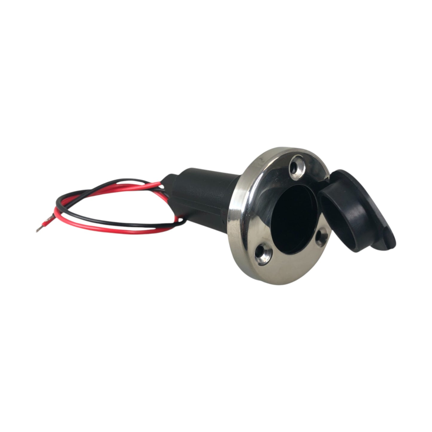 Pactrade Marine Black Rubber Cap 2-Prong Stern Light Pole Base Silver Top Socket Plug-In