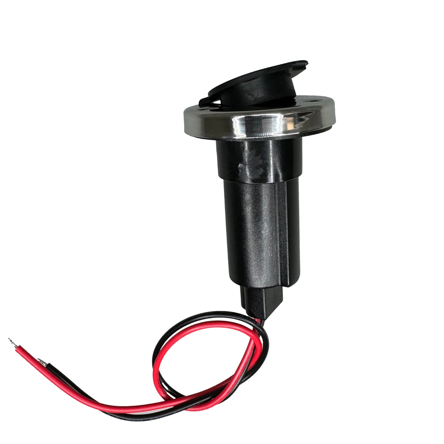Pactrade Marine Black Rubber Cap 2-Prong Stern Light Pole Base Silver Top Socket Plug-In