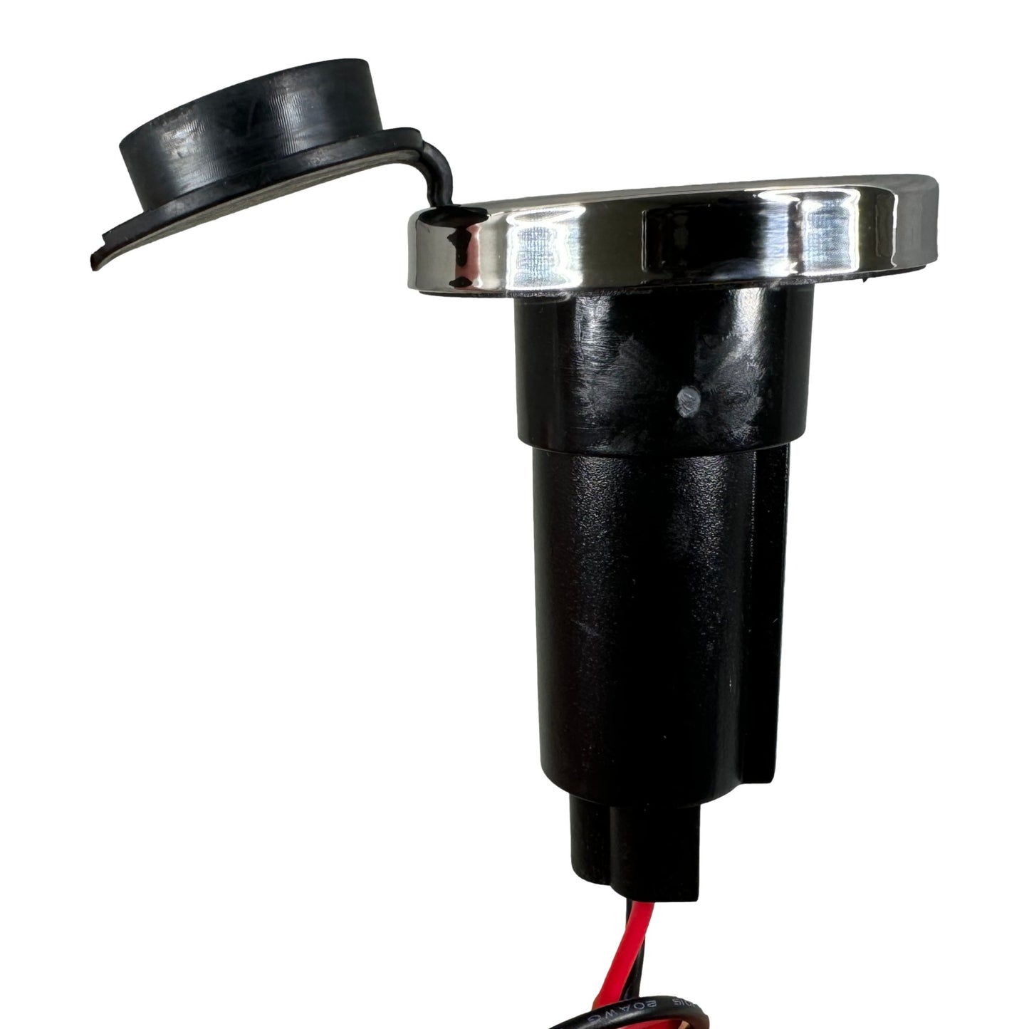 Pactrade Marine Black Rubber Cap 2-Prong Stern Light Pole Base Silver Top Socket Plug-In