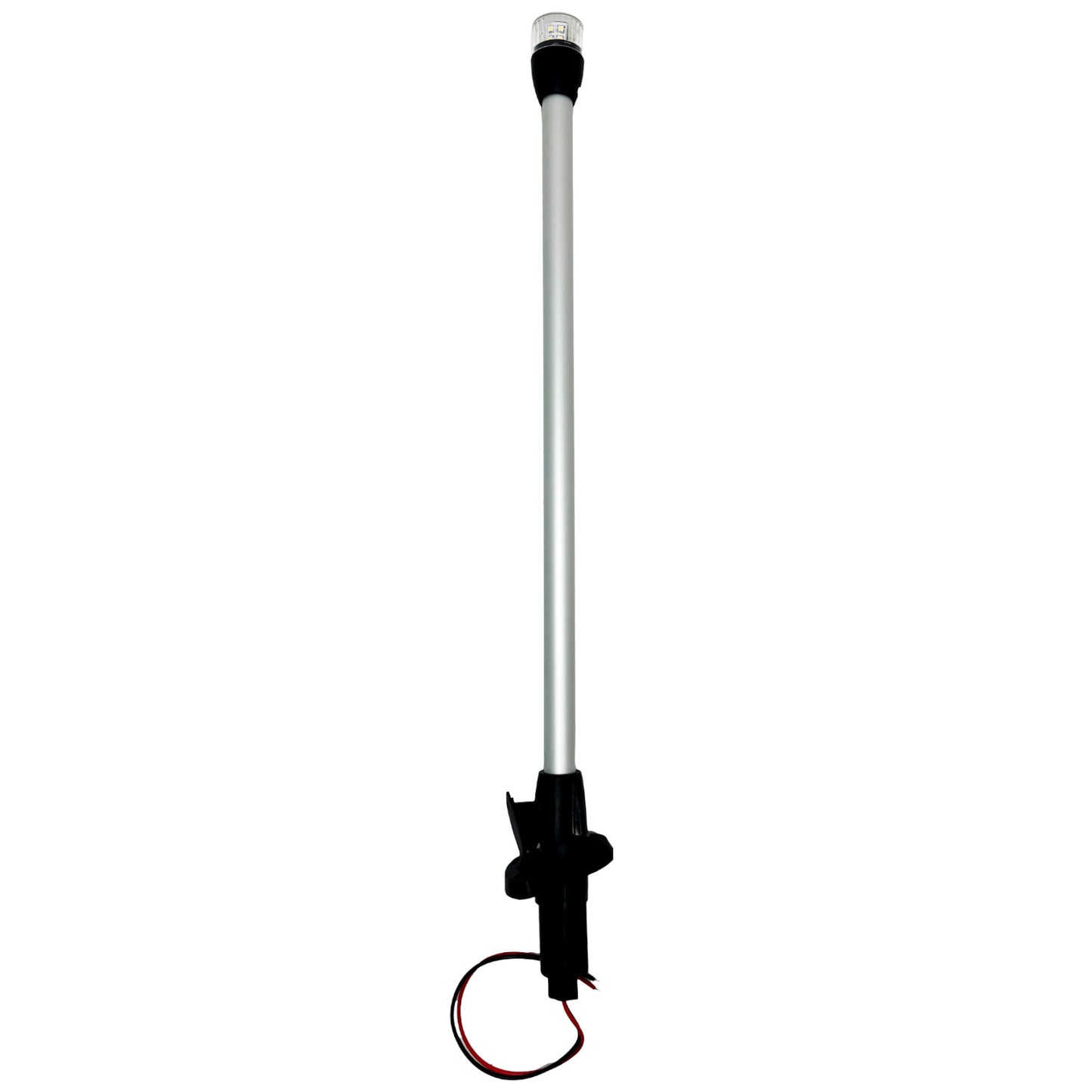 Pactrade Marine LED 22-1/4 Inches All Round Long Stern Light Anchor Light Aluminum Pole Light Navigation Light with Removable 2 Pin Plug in Angled Base USCG 2NM for Pontoon Fishing Boats Yacht