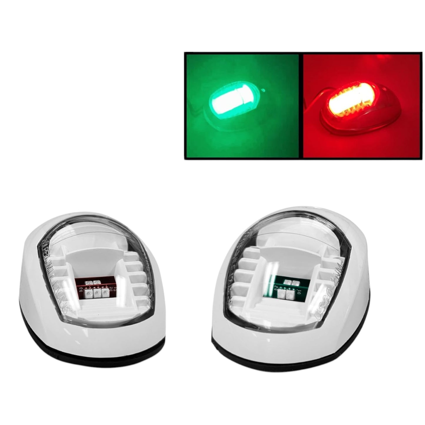 Pactrade Marine Boat White Cover Green Starboard Red Port LED Navigation Light Side Mount