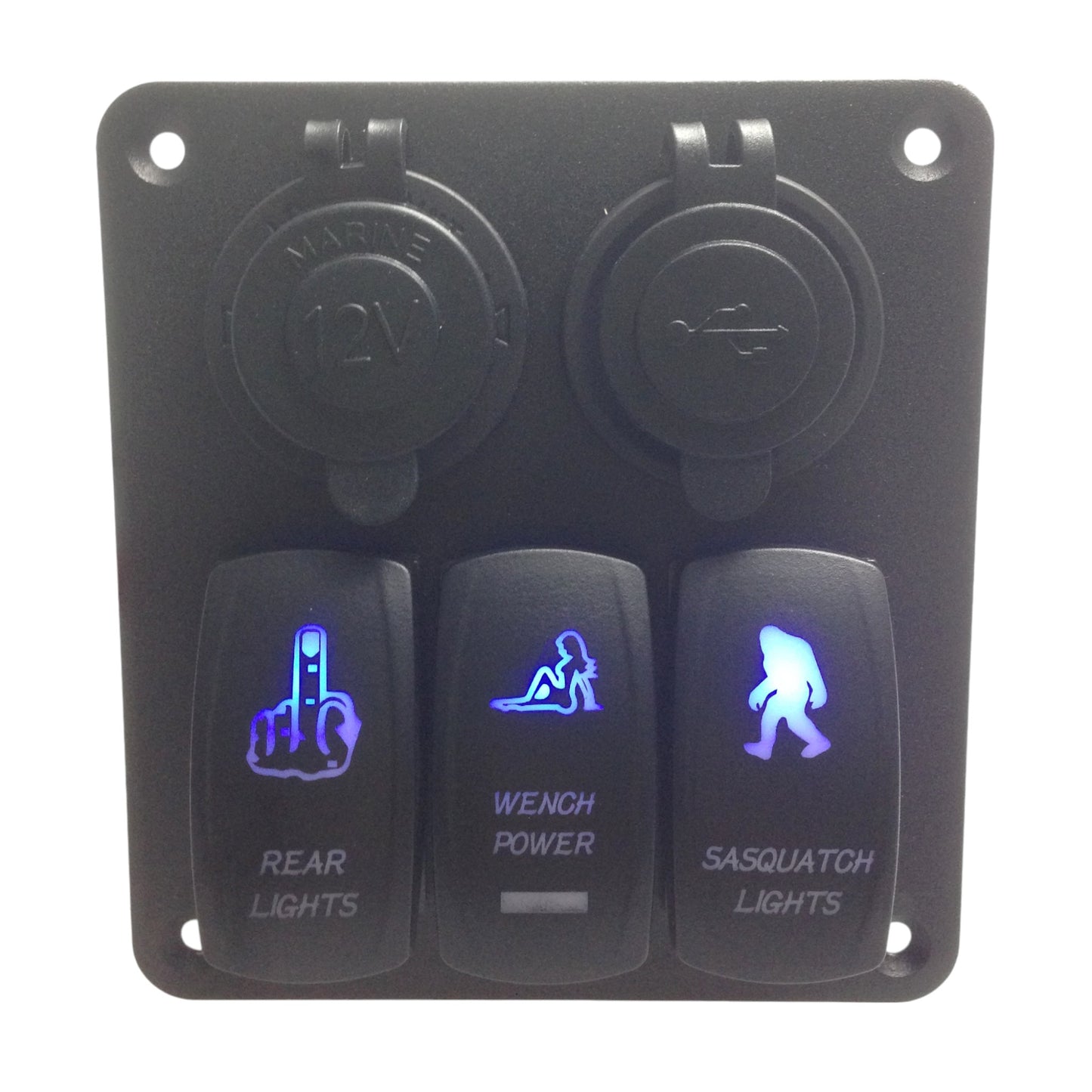 Pactrade Marine RV Car Truck 3 Gang Switch Panel USB Charger Blue LED Power Socket