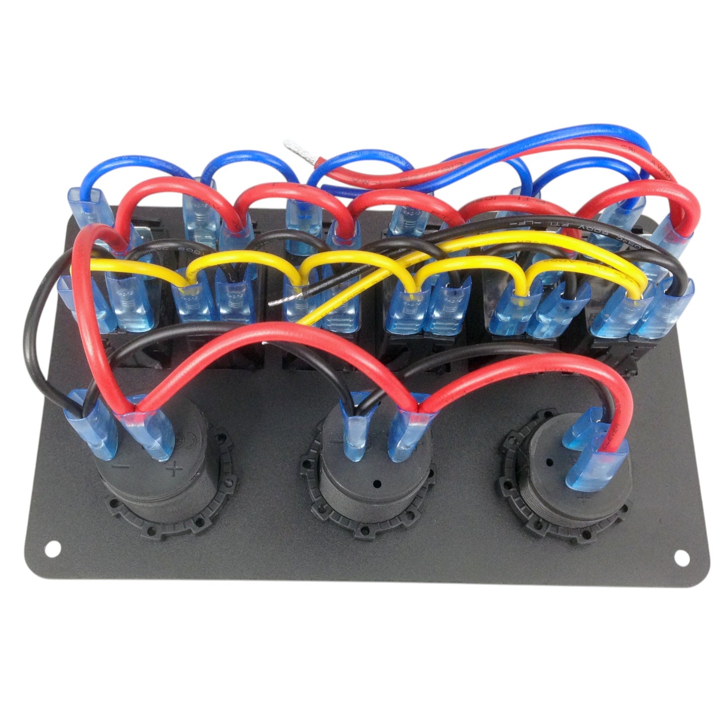 Pactrade Car RV Truck 6 Gang Aluminum Blue LED Switch Panel USB Charger Power