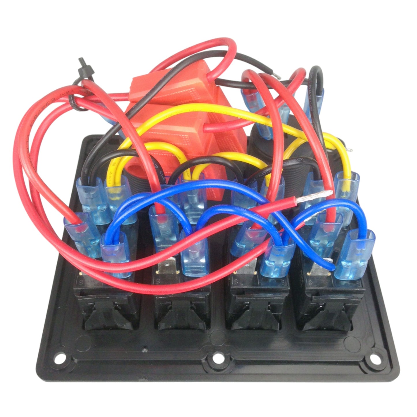 Pactrade Marine Car RV Boat 4 Gang Blue LED ROcker Switch Plastic Panel