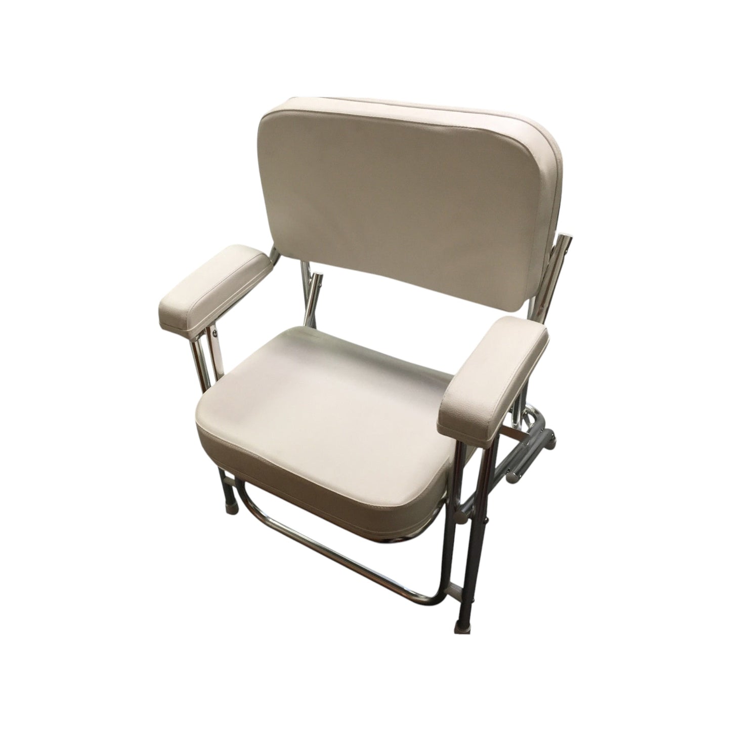 Pactrade Marine Folding Deck Chair White UV Resistant Vinyl 1" Anodized Aluminum