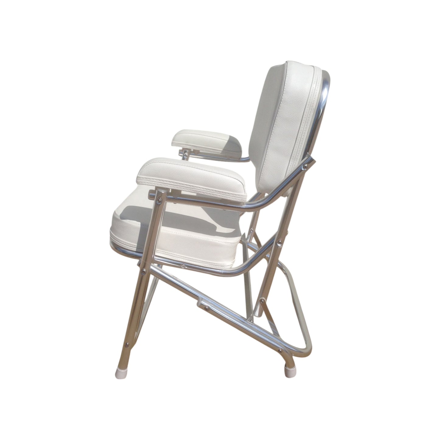 Pactrade Marine Folding Deck Chair White UV Resistant Vinyl 1" Anodized Aluminum
