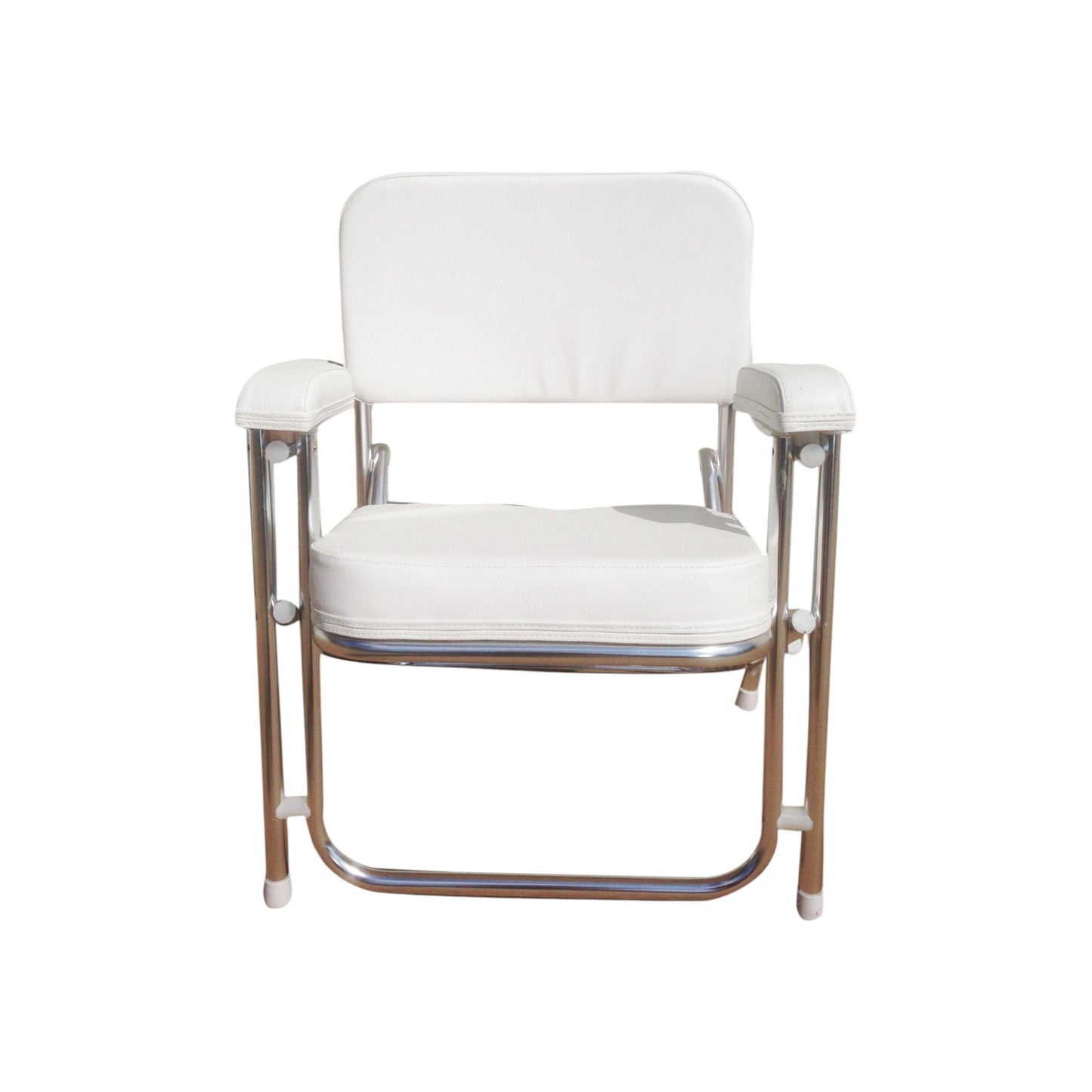 Pactrade Marine Folding Deck Chair White UV Resistant Vinyl 1" Anodized Aluminum