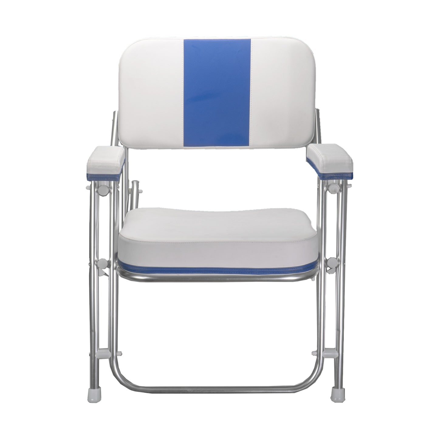 Pactrade Marine Folding Deck Chair Blue Stripe UV Resistant Vinyl Anodized Aluminum (Blue)