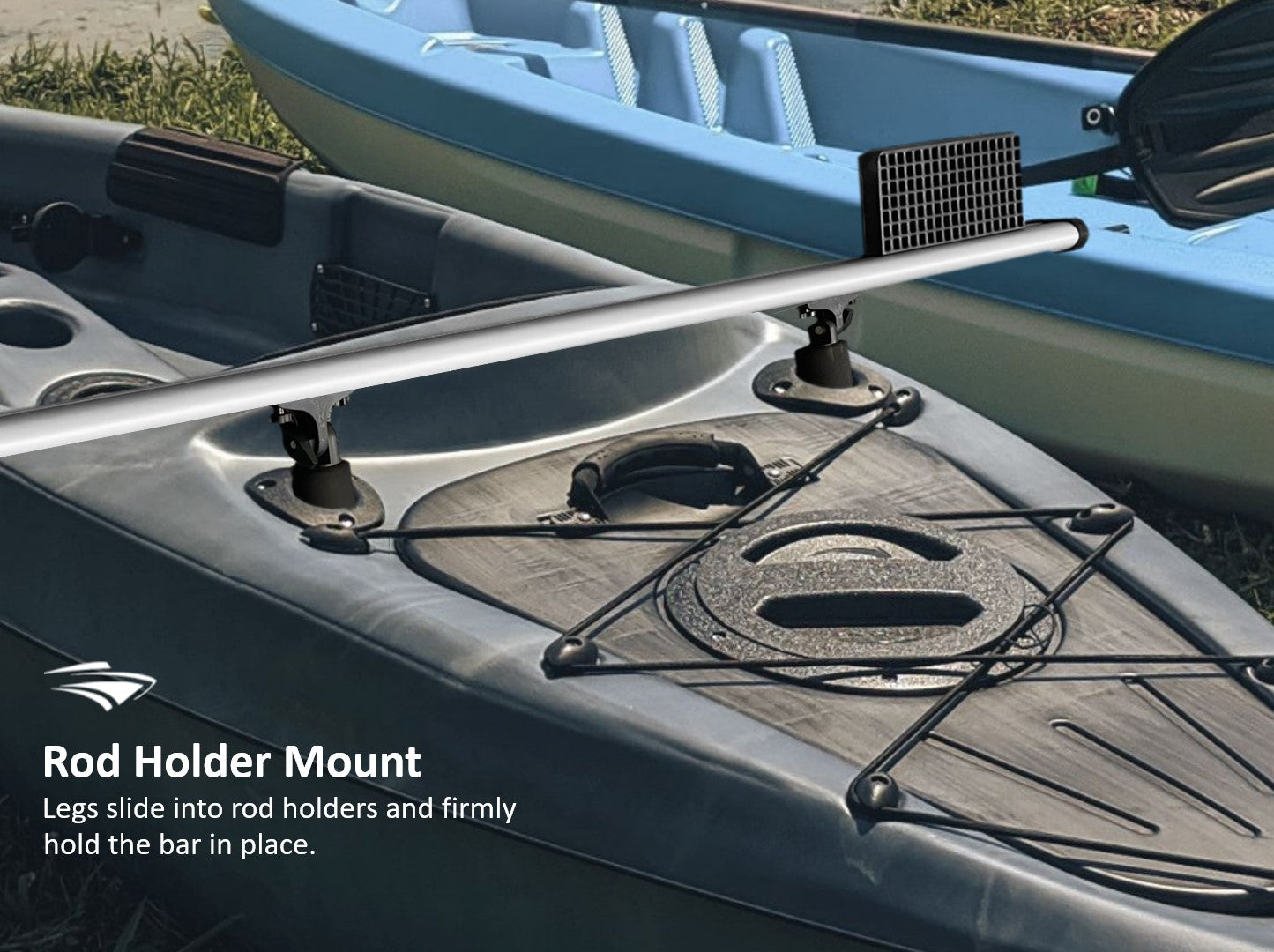 Pactrade Marine Trolling Motor Rack Fishing Kayak Trolling Motor Mount Universal Scupper Holes 43.5" Tracks Aluminum Outboard Motor Mounting Bracket Holder Kit Sliding Mechanism
