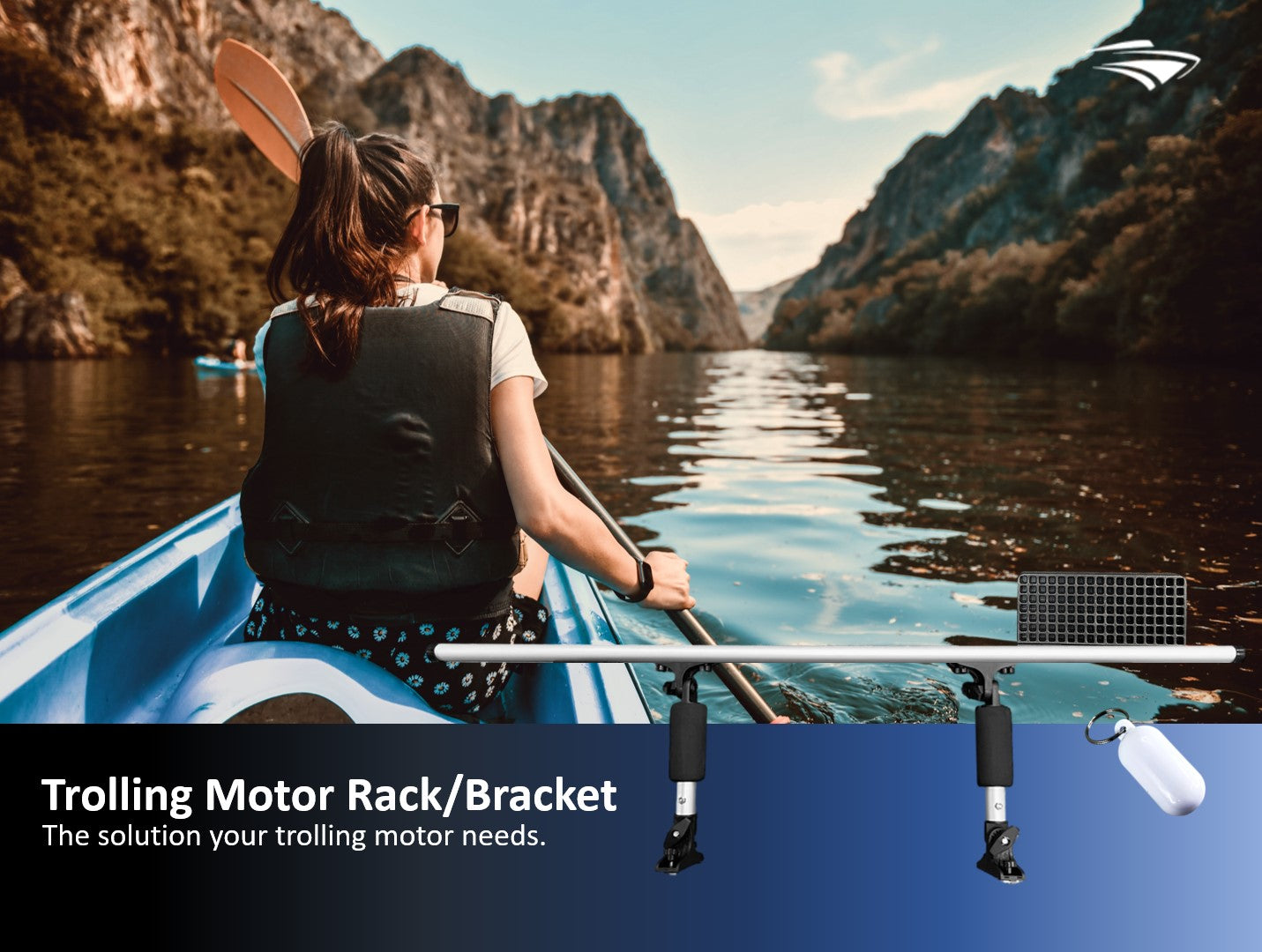 Pactrade Marine Trolling Motor Rack Fishing Kayak Trolling Motor Mount Universal Scupper Holes 43.5" Tracks Aluminum Outboard Motor Mounting Bracket Holder Kit Sliding Mechanism