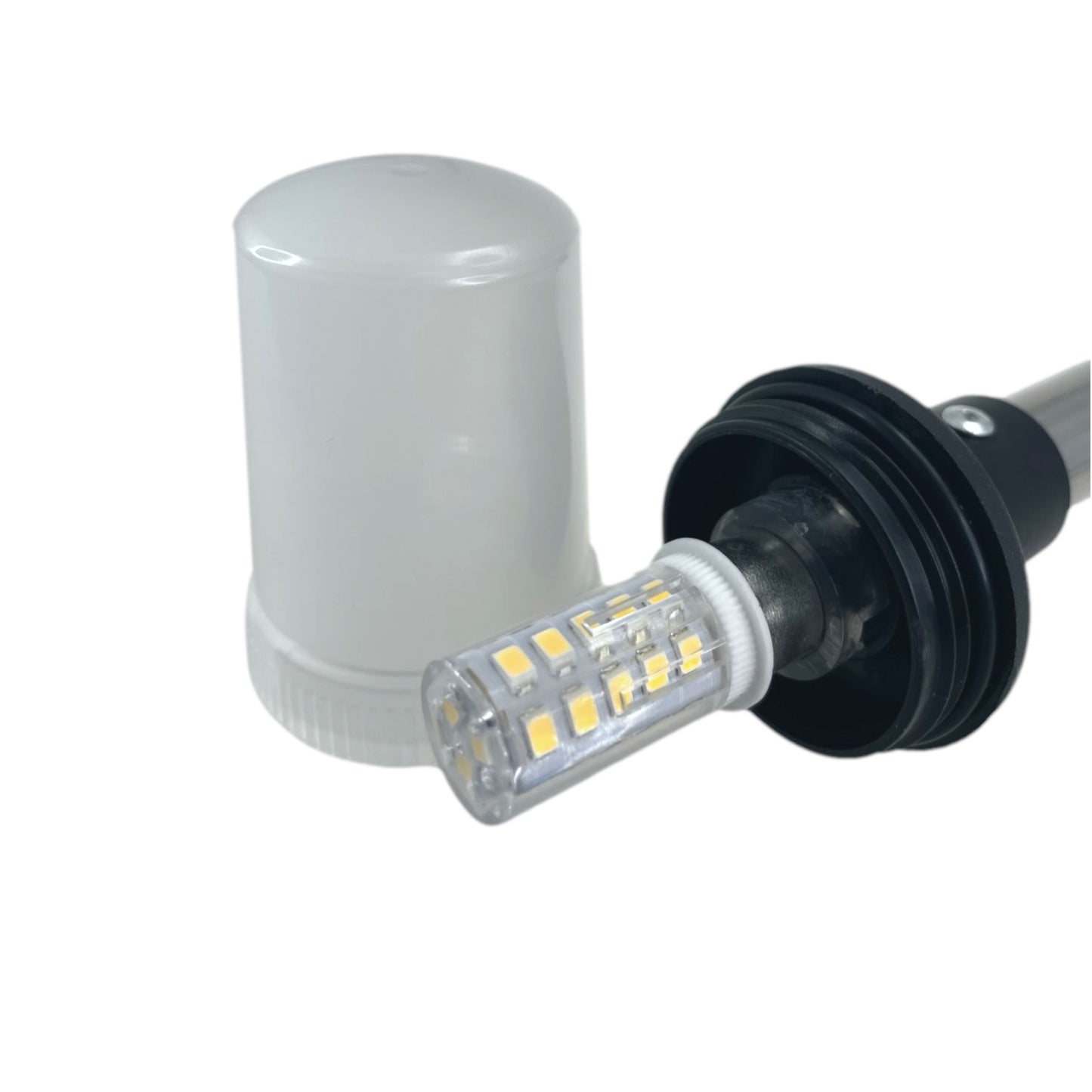 Pactrade Marine Boat LED All Round Anchor Navigation Stainless Steel Pole Light Black Base Clear Lens PA Housing 10-24VDC/2.5W Nature White 2NM Surface Mount IP65 250 Lumen LM RoHS CE Certified